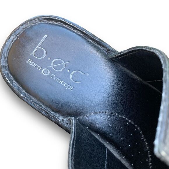 BOC Born Concept Black Leather Buckle Strap Wedge Mule Clogs Shoe Women's size 9 - Picture 10 of 13